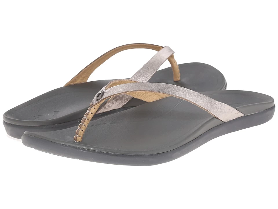 OluKai Ho'opio Leather (sliver/charcoal) 3 OluKai Ho'opio Leather (sliver/charcoal)